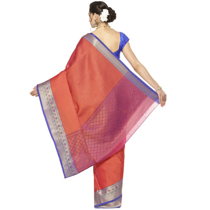 Orange Tanchoi Banarasi Sarees For Women GEBC17