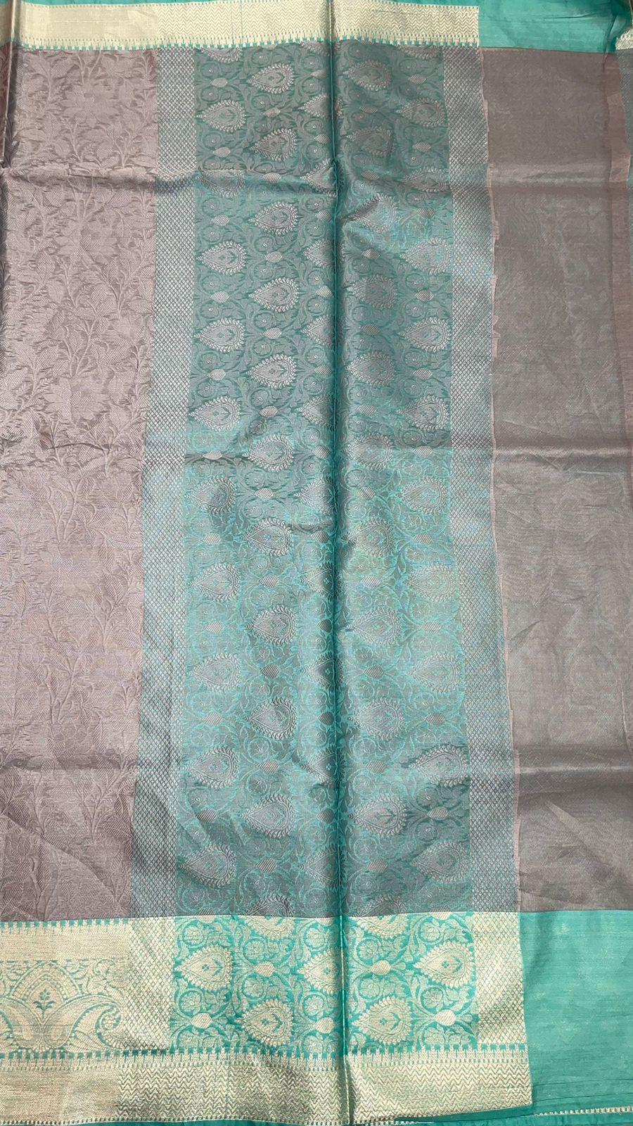 Grey Tanchoi Banarasi Sarees For Women GEBC2