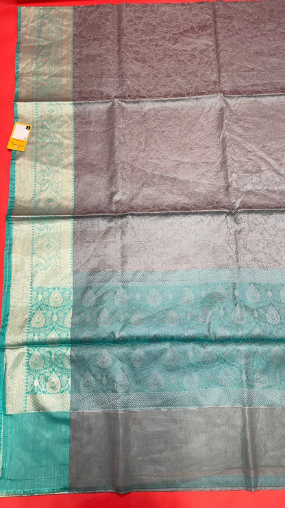 Grey Tanchoi Banarasi Sarees For Women GEBC2