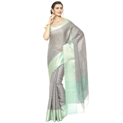 Grey Tanchoi Banarasi Sarees For Women GEBC2