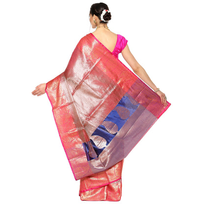Brown Kanchi Silk Banarasi Sarees For Women GEBE14