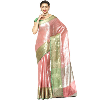 Pink Kanchi Silk Banarasi Sarees For Women GEBE20