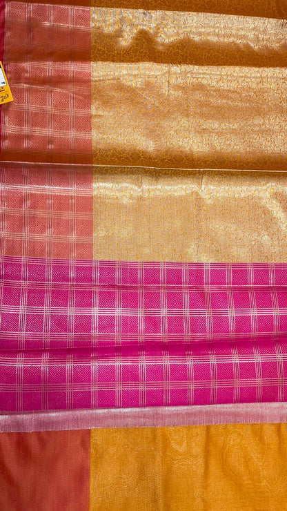 Orange Kanchi Silk Banarasi Sarees For Women GEBE23
