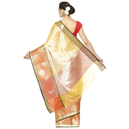 Beige Kanchi Silk Banarasi Sarees For Women GEBE29