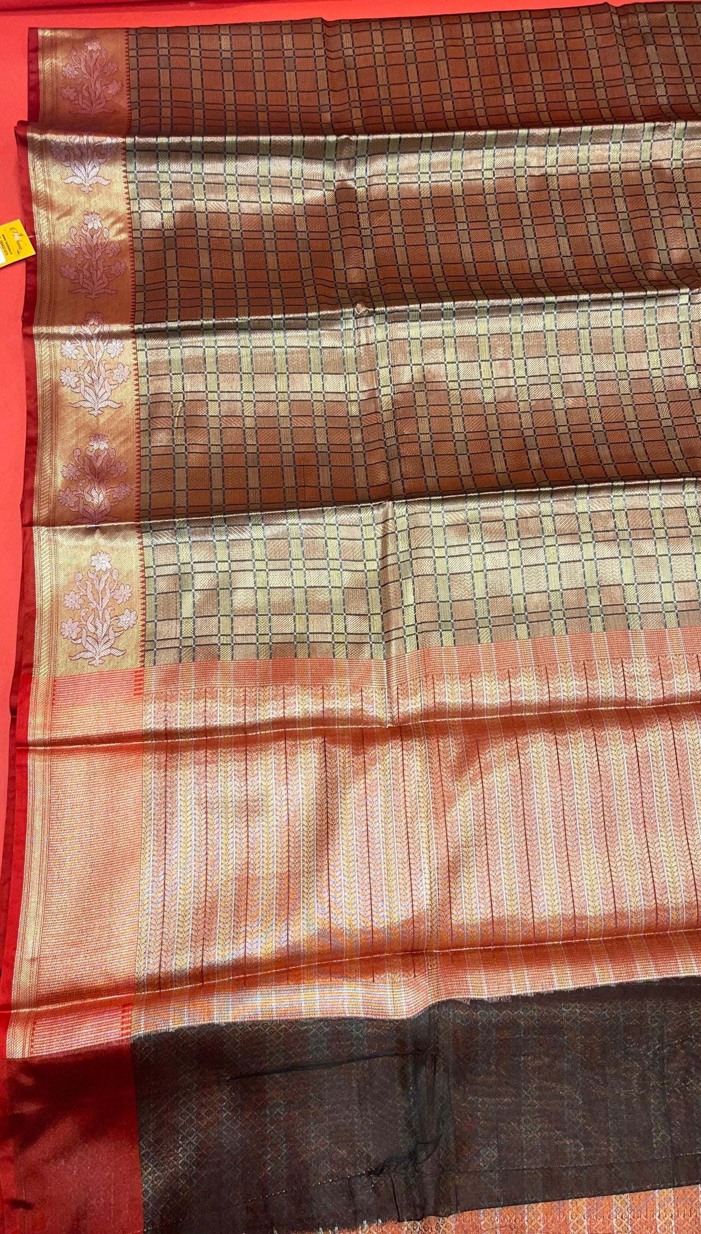 Brown Kanchi Silk Banarasi Sarees For Women GEBE3