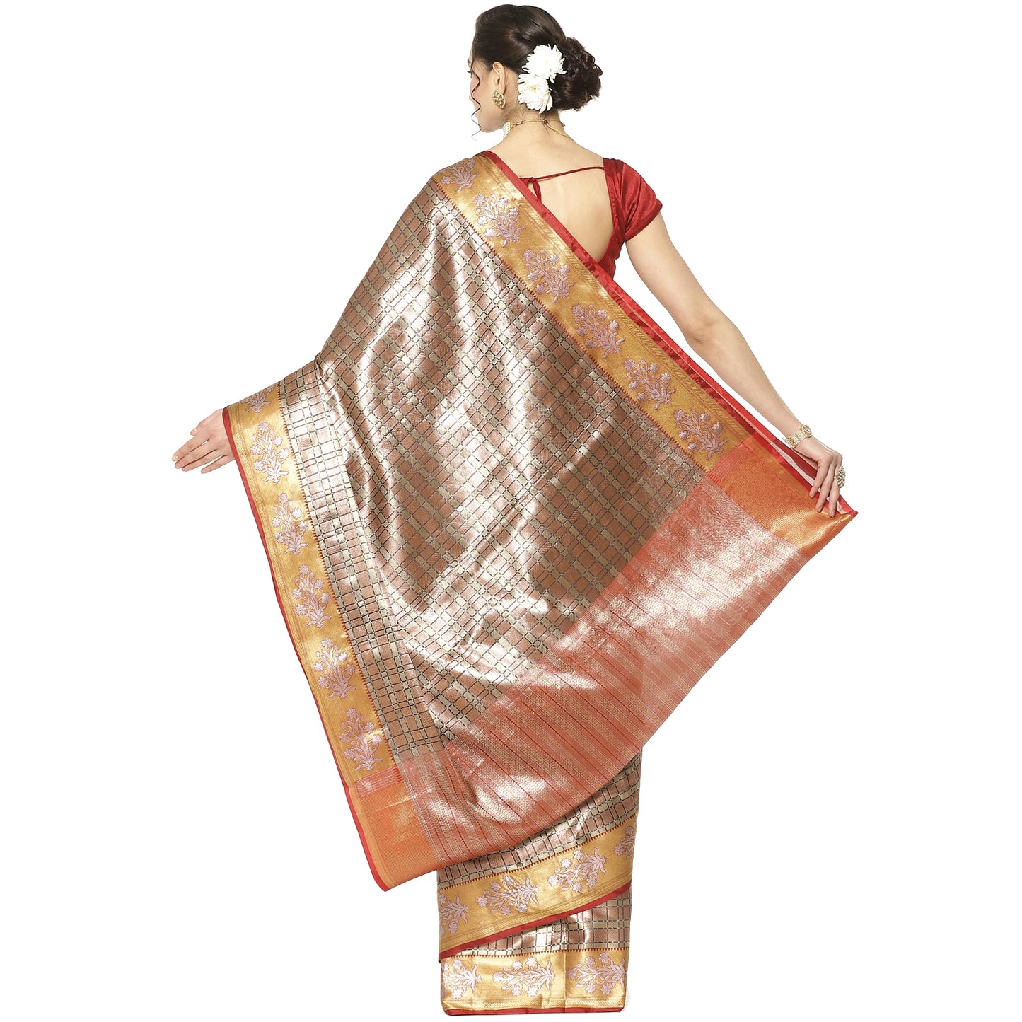 Brown Kanchi Silk Banarasi Sarees For Women GEBE3