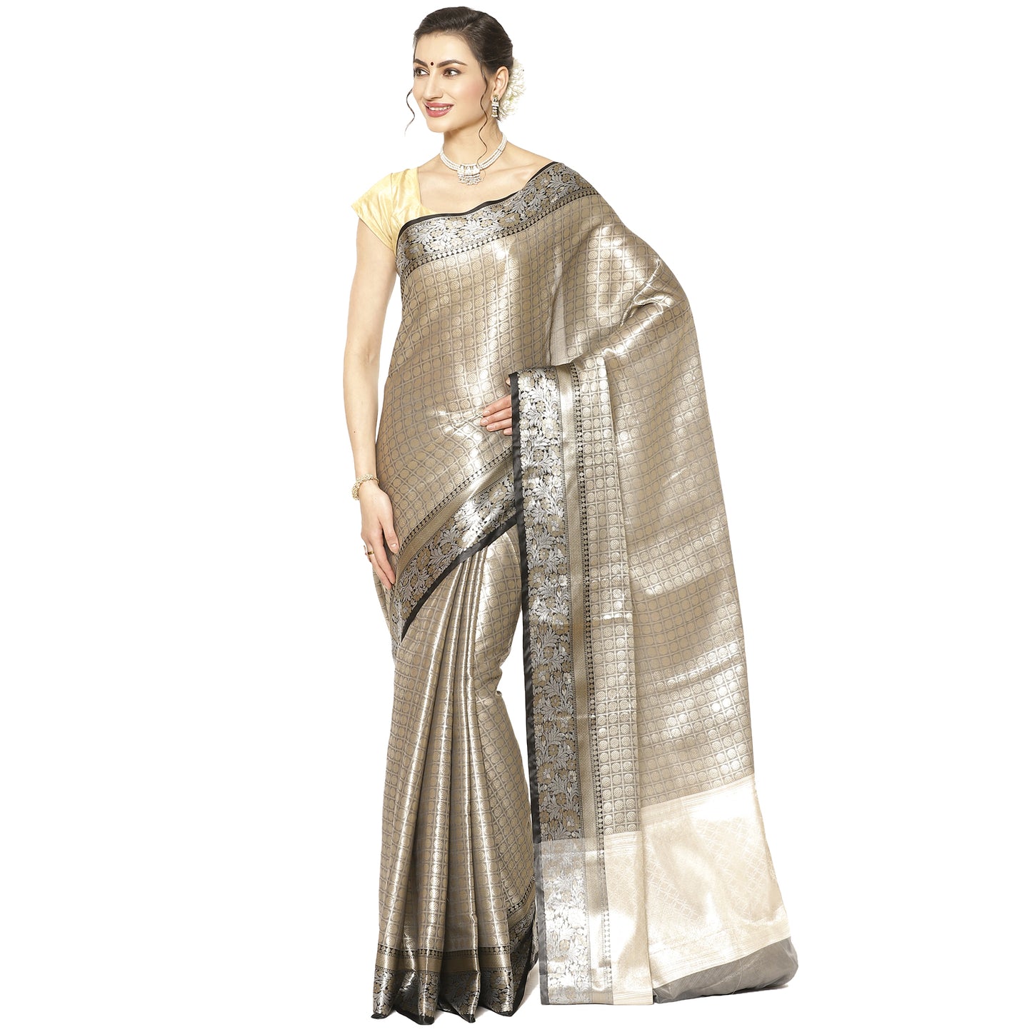 Black Kanchi Silk Banarasi Sarees For Women GEBE5