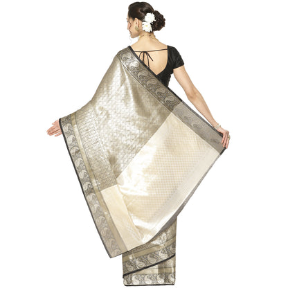Silver Kanchi Silk Banarasi Sarees For Women GEBE9