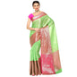 Faishana Presents Green Kanchi Silk Zari Brocade Contrast Zari Brocade Pink Pattu Border Banarasi Saree