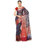 Faishana Presents Navy Blue Art Silk Zari Patola Contrast Zari Brocade Maroon Pattu Border Banarasi Saree