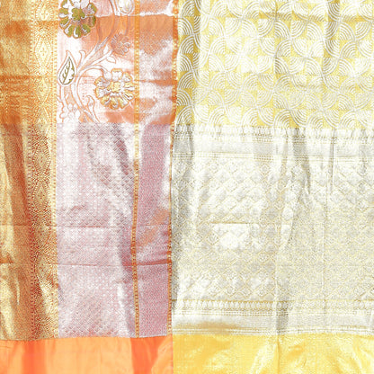 Faishana Gold Kanchi Silk Jamdani Tissue Paithani Banarasi Saree with Beige Blouse Piece