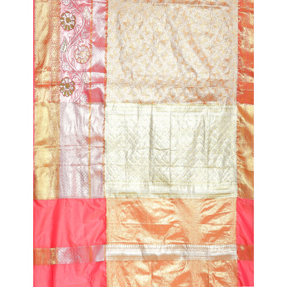 Faishana Peach Kanchi Silk Jamdani Tissue Paithani Banarasi Saree with Peach Blouse