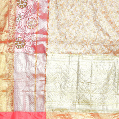 Faishana Peach Kanchi Silk Jamdani Tissue Paithani Banarasi Saree with Peach Blouse