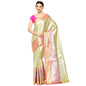 Faishana Lime Green Kanchi Silk Jamdani Tissue Paithani Banarasi Sari With Lime Green Blouse