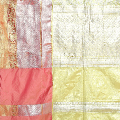 Faishana Lime Green Kanchi Silk Jamdani Tissue Paithani Banarasi Sari With Lime Green Blouse