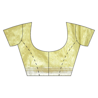 Faishana Lime Green Kanchi Silk Jamdani Tissue Paithani Banarasi Sari With Lime Green Blouse