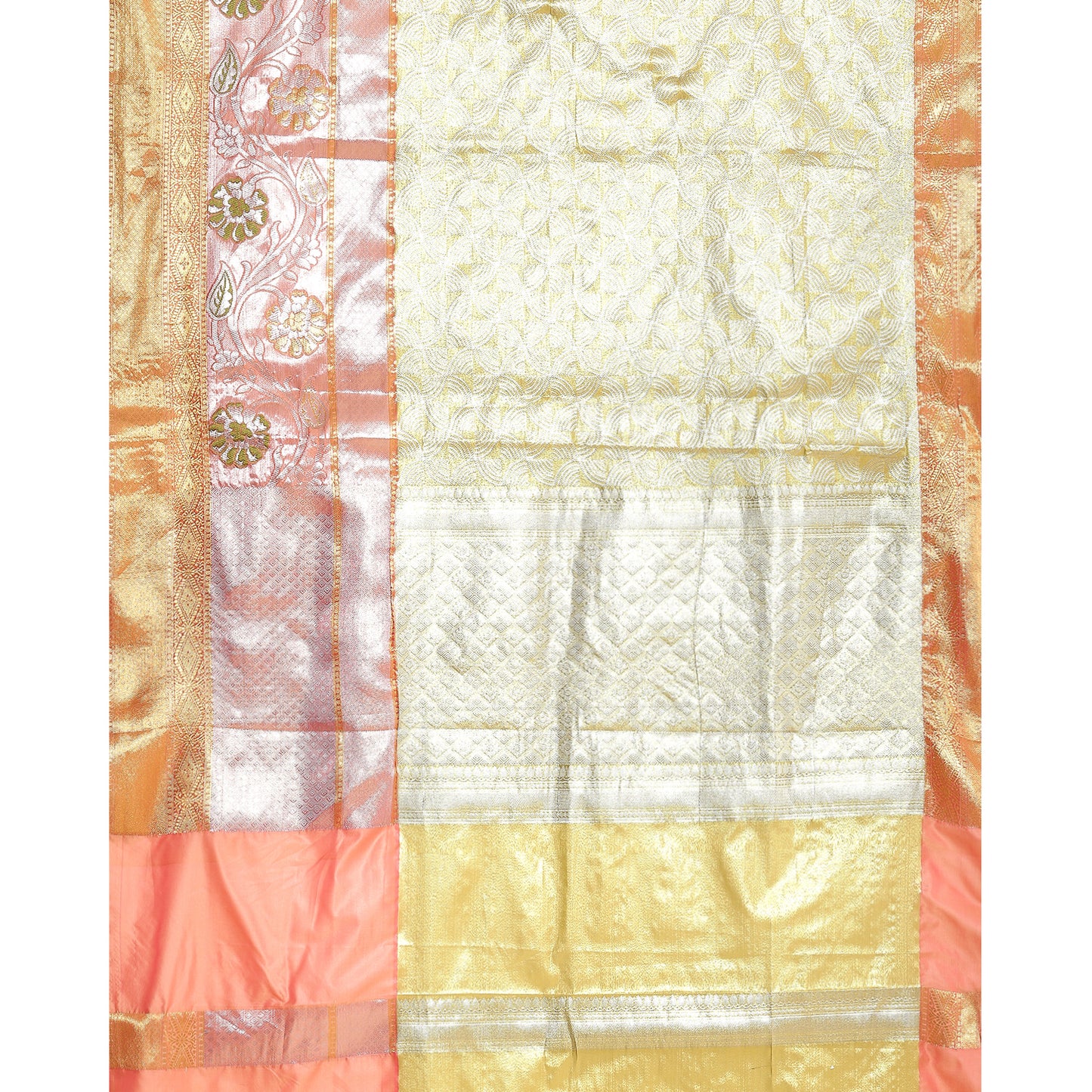 Faishana Gold Kanchi Silk Jamdani Tissue Paithani Banarasi Saree with Gold Blouse