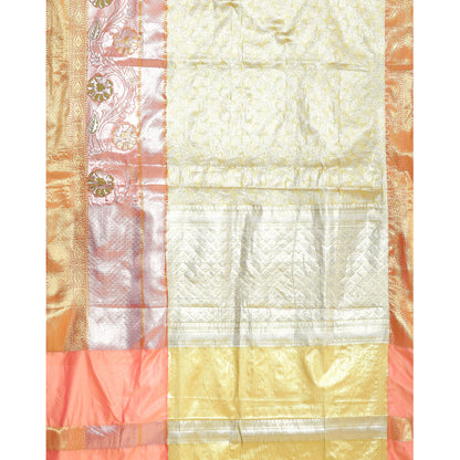 Faishana Gold Kanchi Silk Jamdani Tissue Paithani Banarasi Saree with Gold Blouse