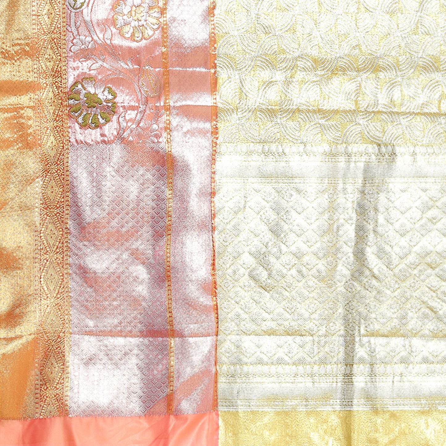Faishana Gold Kanchi Silk Jamdani Tissue Paithani Banarasi Saree with Gold Blouse