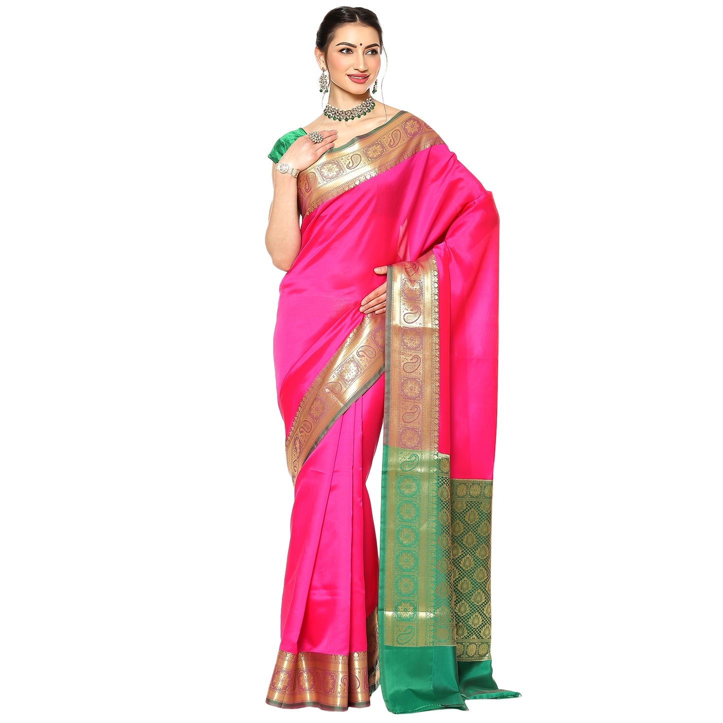 Pink Valkalam Katan Silk Banarasi Sarees For Women GEKH22