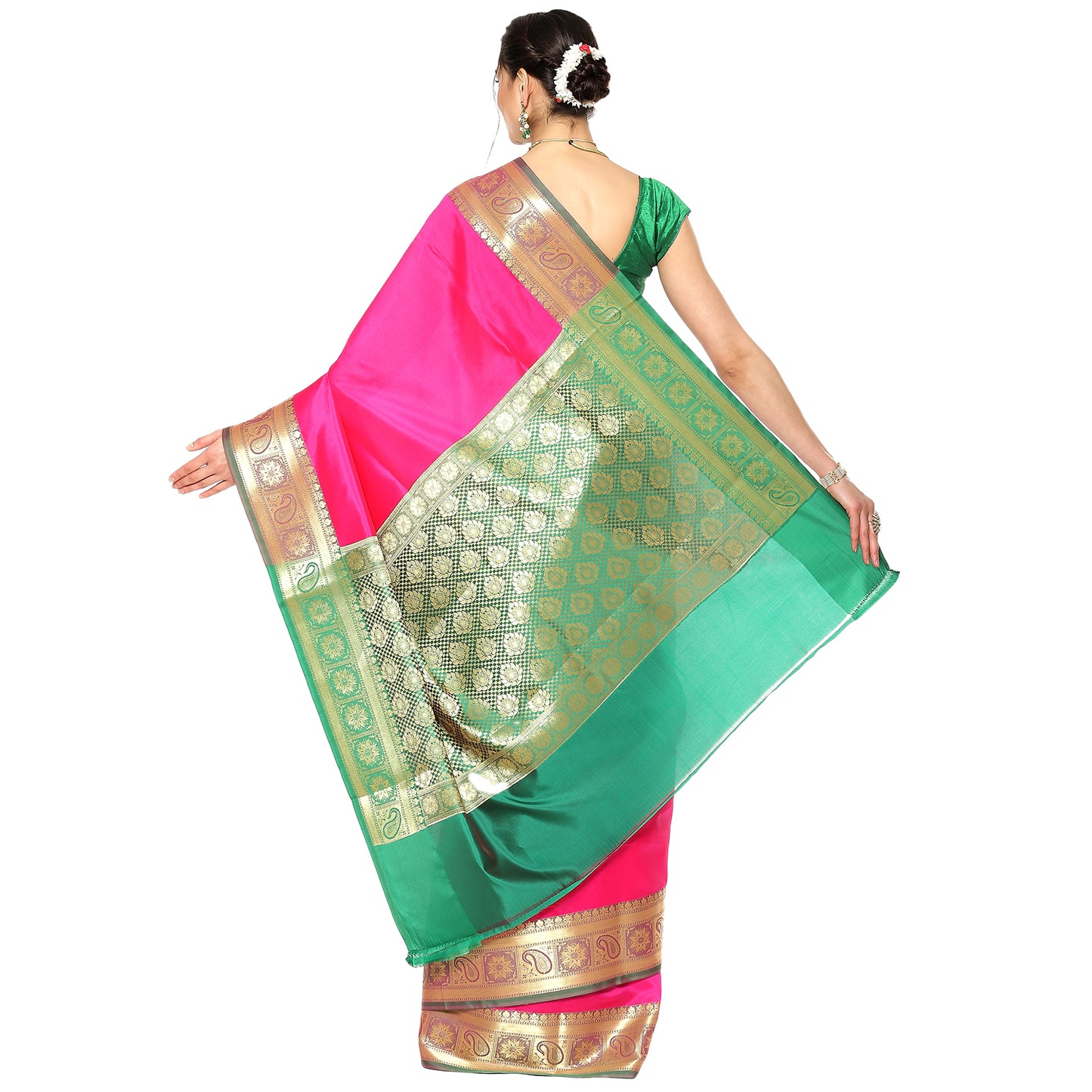 Pink Valkalam Katan Silk Banarasi Sarees For Women GEKH22
