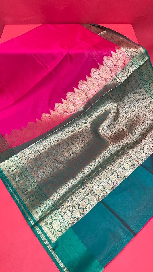 Pink Valkalam Katan Silk Banarasi Sarees For Women GEKH27