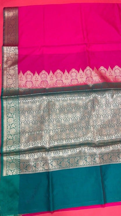 Pink Valkalam Katan Silk Banarasi Sarees For Women GEKH27