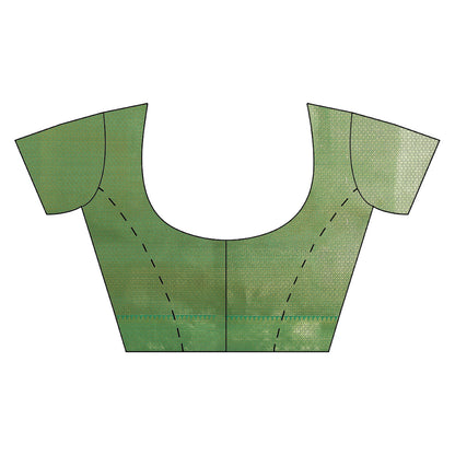 Faishana Presents Green Katan Silk Plain Zari Anchal With Contrast Green Zari Border Banarasi Saree