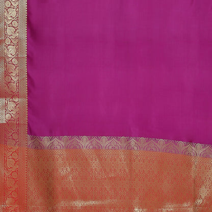 Faishana Presents Magenta Katan Silk Plain Zari Anchal With Contrast Red Zari Border Banarasi Saree