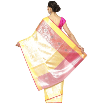 Gold Kanjeevaram Banarasi Sarees For Women GEMA10
