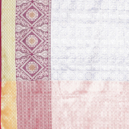 Faishana Presents Blue Silver Zari Kanchi Silk Tanchoi Brocade Contrast Pink Skirt Meena Border Banarasi Saree