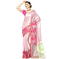 Faishana Presents Pink Silver Zari Kanchi Silk Tanchoi Brocade Contrast Pink Skirt Meena Border Banarasi Saree