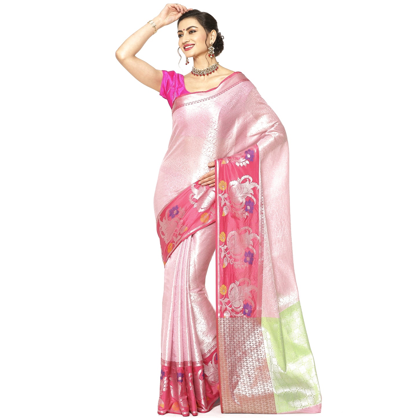 Pink Kanjeevaram Banarasi Sarees For Women GEMA21