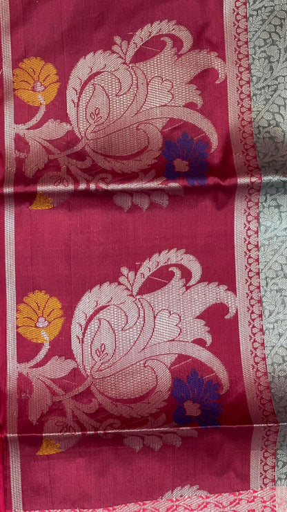 Grey Kanjeevaram Banarasi Sarees For Women GEMA23