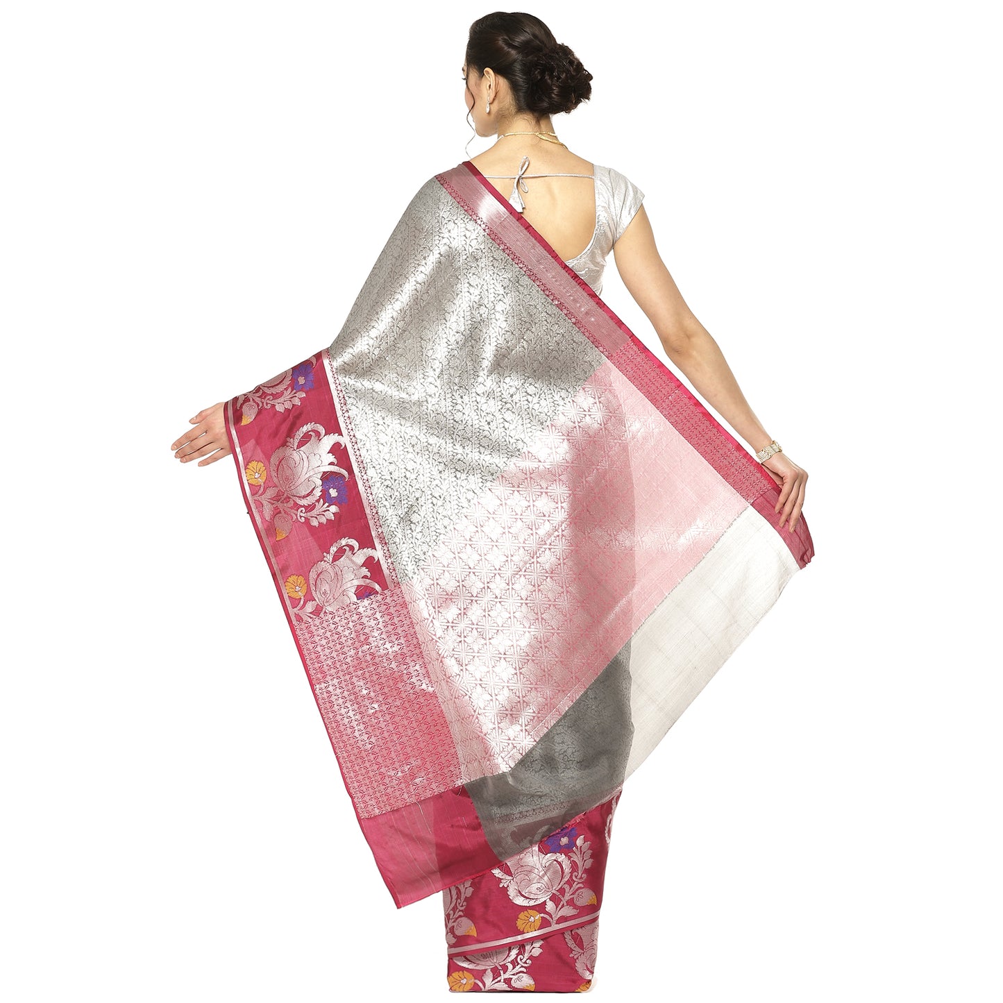 Grey Kanjeevaram Banarasi Sarees For Women GEMA23