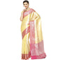 Faishana Presents Gold Silver Zari Kanchi Silk Tanchoi Brocade Contrast Pink Skirt Meena Border Banarasi Saree