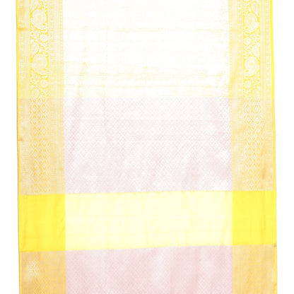 Faishana Presents Gold Silver Zari Kanchi Silk Tanchoi Brocade Contrast Gold Skirt Meena Border Banarasi Saree
