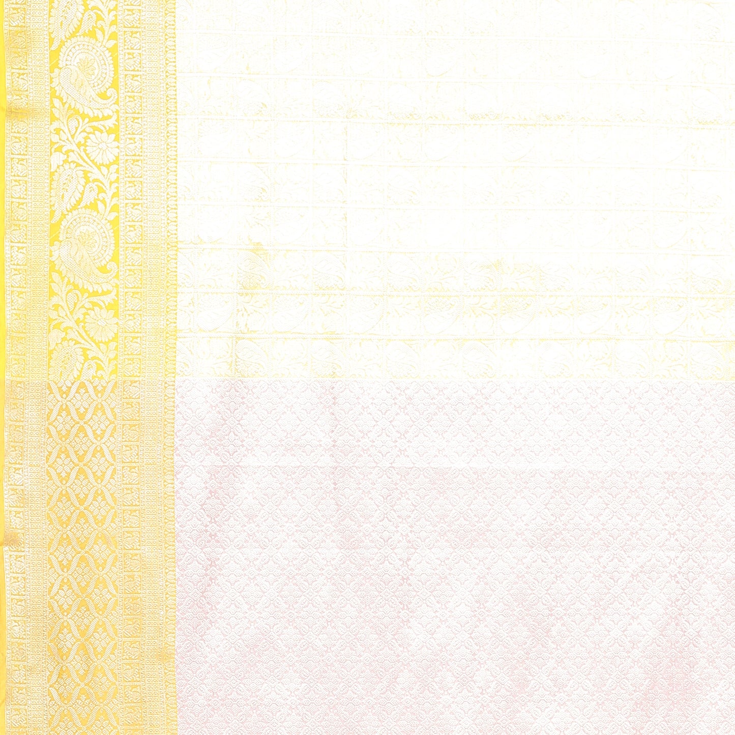 Faishana Presents Gold Silver Zari Kanchi Silk Tanchoi Brocade Contrast Gold Skirt Meena Border Banarasi Saree