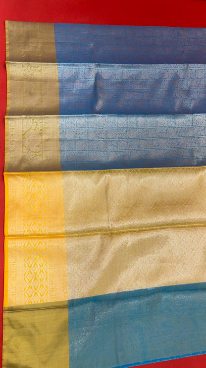 Blue Kanjeevaram Banarasi Sarees For Women GEMA34