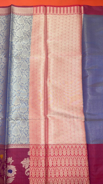 Blue Kanjeevaram Banarasi Sarees For Women GEMA6