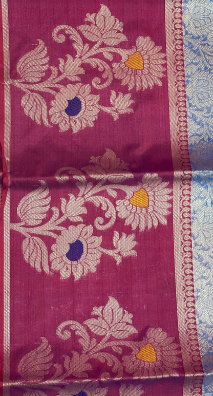 Blue Kanjeevaram Banarasi Sarees For Women GEMA6