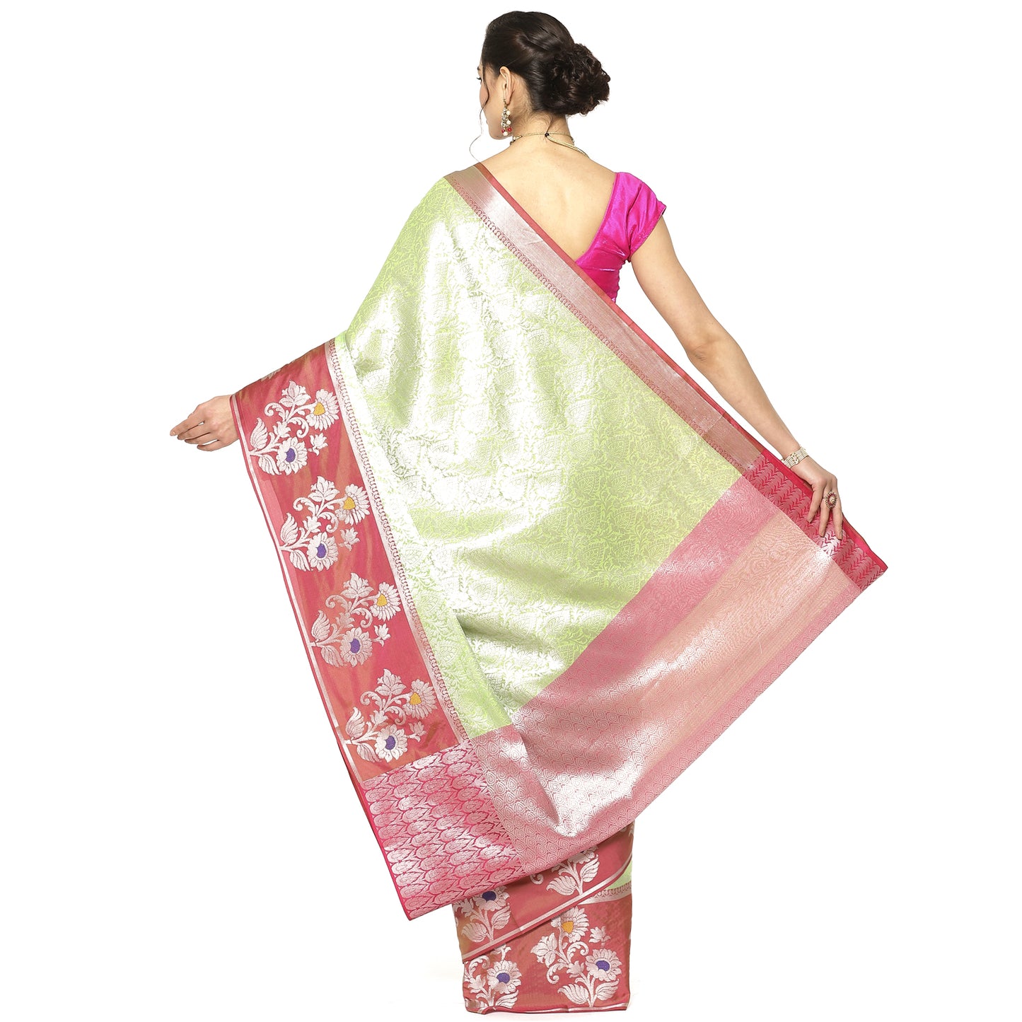 Green Kanjeevaram Banarasi Sarees For Women GEMA9