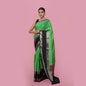 Green Warm Silk Zari Digonal Strip Banarasi Diable Skirt Border Saree