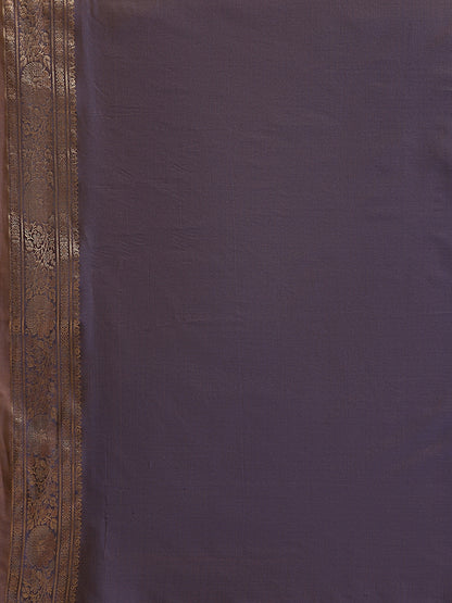Faishana Handwoven Seagreen Valkalam Katan Silk Booti Zari Border With Grey Blouse Banarasi Saree