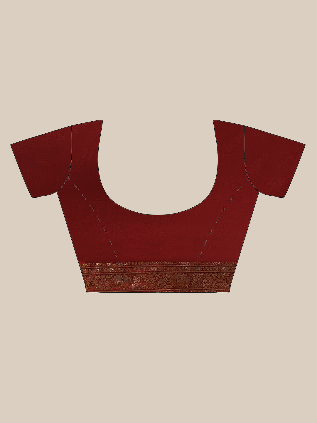 Faishana Handwoven Black Valkalam Katan Silk Booti Zari Border With Maroon Blouse Banarasi Saree