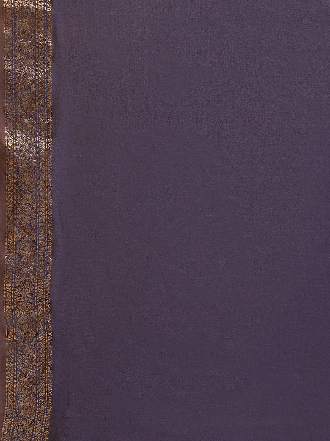 Faishana Handwoven Rust Valkalam Katan Silk Booti Zari Border With Grey Blouse Banarasi Saree
