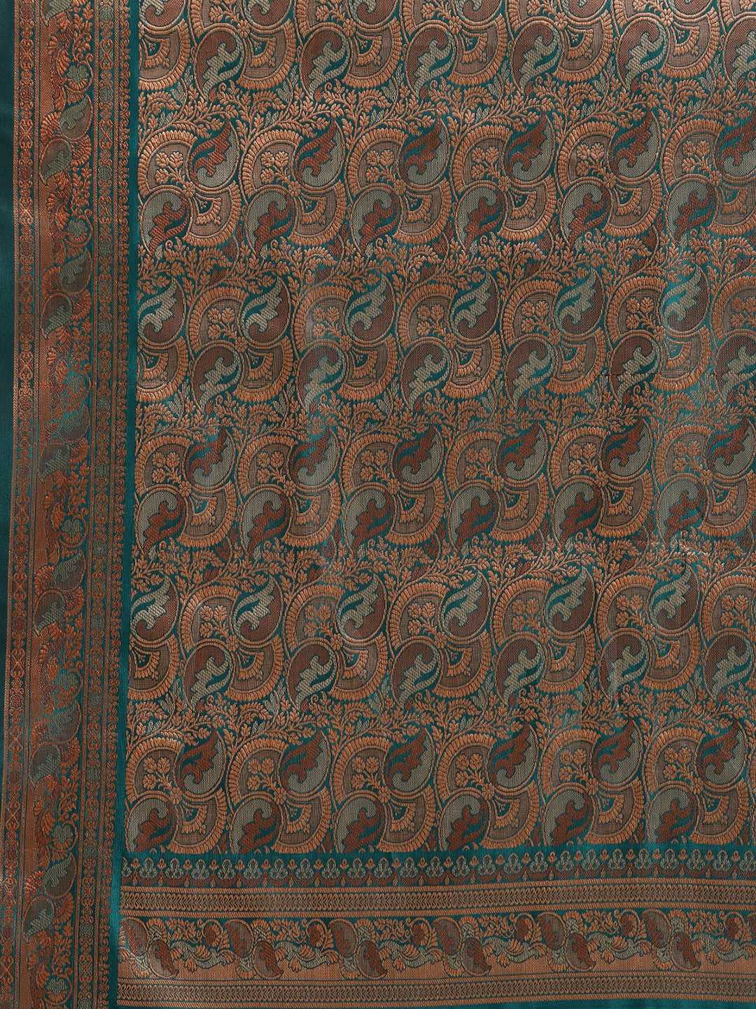 Faishana Handwoven Mauve Valkalam Katan Silk Plain Resham Border With Seagreen Blouse Banarasi Saree