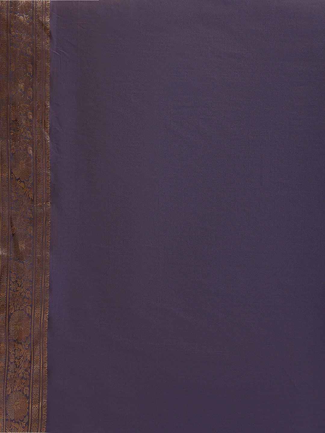 Faishana Handwoven Gajri Valkalam Katan Silk Booti Zari Border With Grey Blouse Banarasi Saree