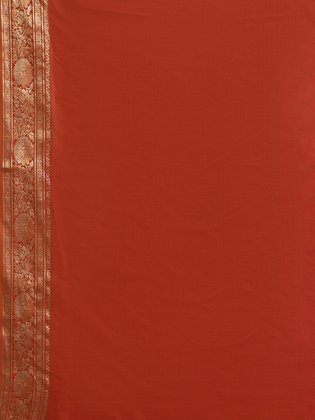 Faishana Handwoven Olive Green Valkalam Katan Silk Booti Zari Border With Rust Blouse Banarasi Saree