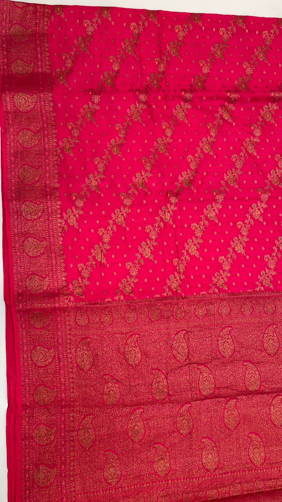 Ravishing Elegance: Faishana's Pure Silk Handloom Munga Silk Saree with Copper Zari Diagonal Jaal Mina Booti Paisley Zari Border & Pink Blouse